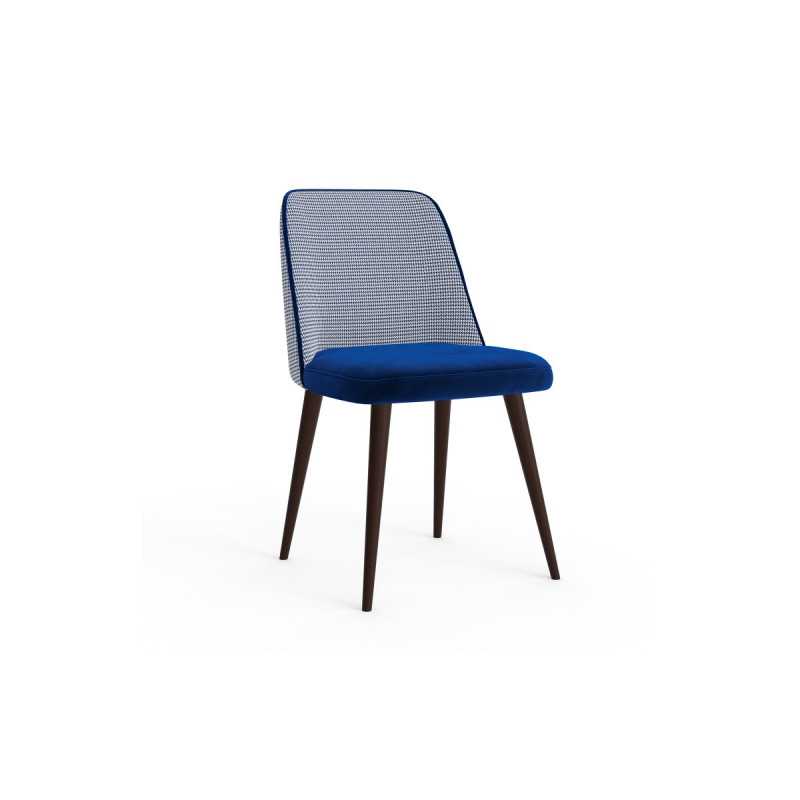 CHAISE SIA, MOTIF PIED DE POULE PETIT MODÈLE BLEU